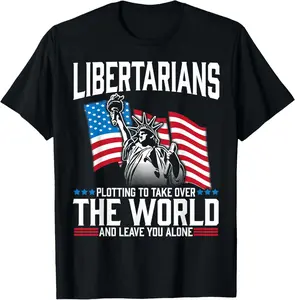 Casual Cotton shortsleeve tees American Flag Statue of Liberty Libertarian T-Shirt