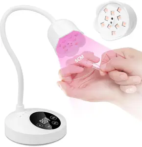Mini UV Light for Gel Nails Polish Luminoza 30W Rechargeable LED Nail Dryer Lamp with 4 Timers & Auto Sensor, Fast Curing Goosenecks Lamp for Home DIY Manicure, Black & White
