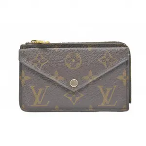 Pre-owned Louis Vuitton canvas Small Leather Goods $675 Monogram Recto Verso Card Holder Black RFID Missing Chain