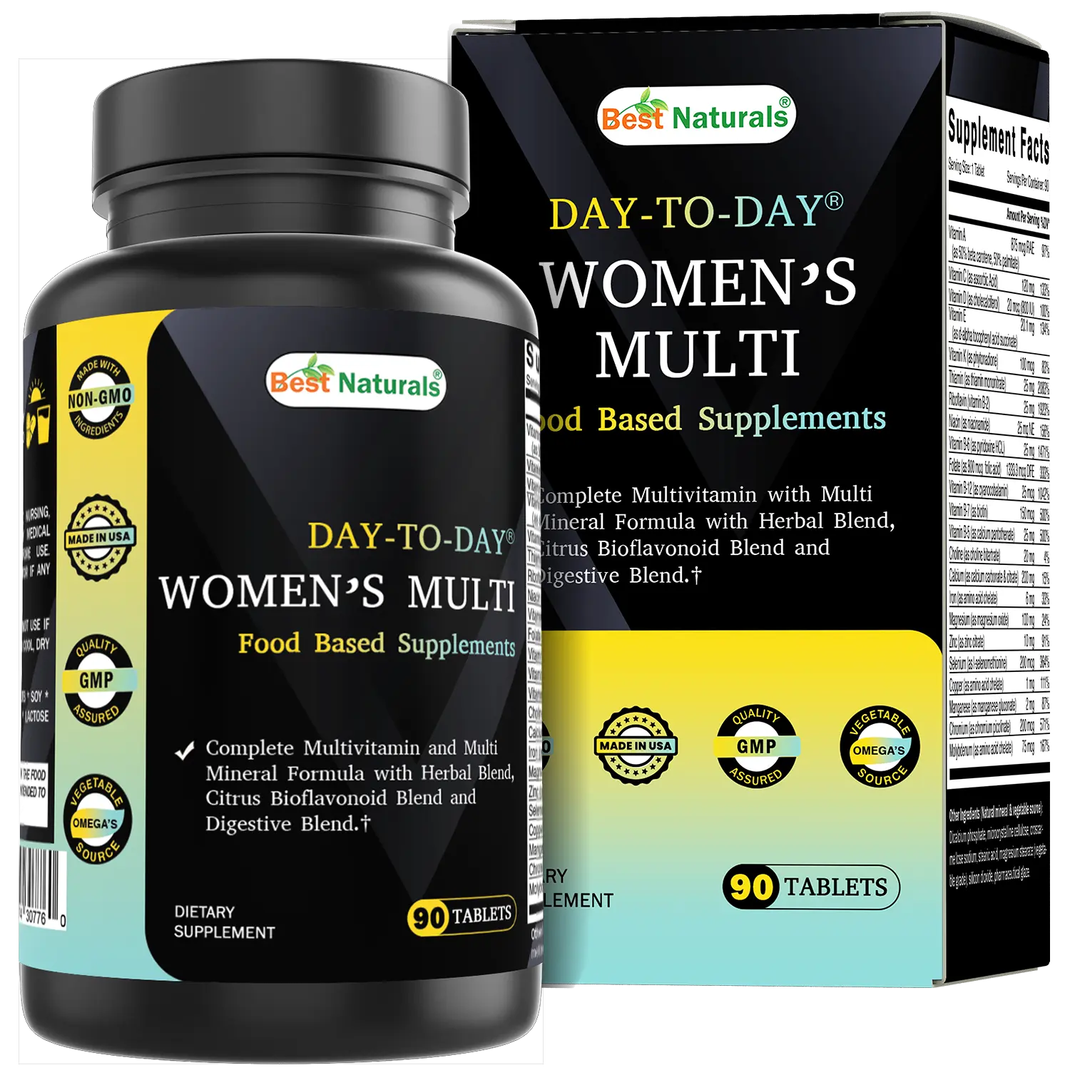 Best Naturals Day-to-Day Women's Multivitamin and Multimineral Formula with Herbal Blend, Citrus Bioflavonoid Blend and Digestive Blend 90 Tablets