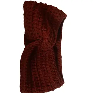 Burgundy Twisted Crochet Headband - Simple Design Acrylic Accessory for Everyday Wear & Special Occasions