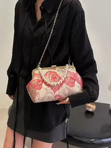 Fashion Silk Embroidered Patchwork Ethnic Crossbody Bag, 2026 Best-Selling Women's Dessert Bag, Simple Women's Handbag, Fashionable Crossbody Bag