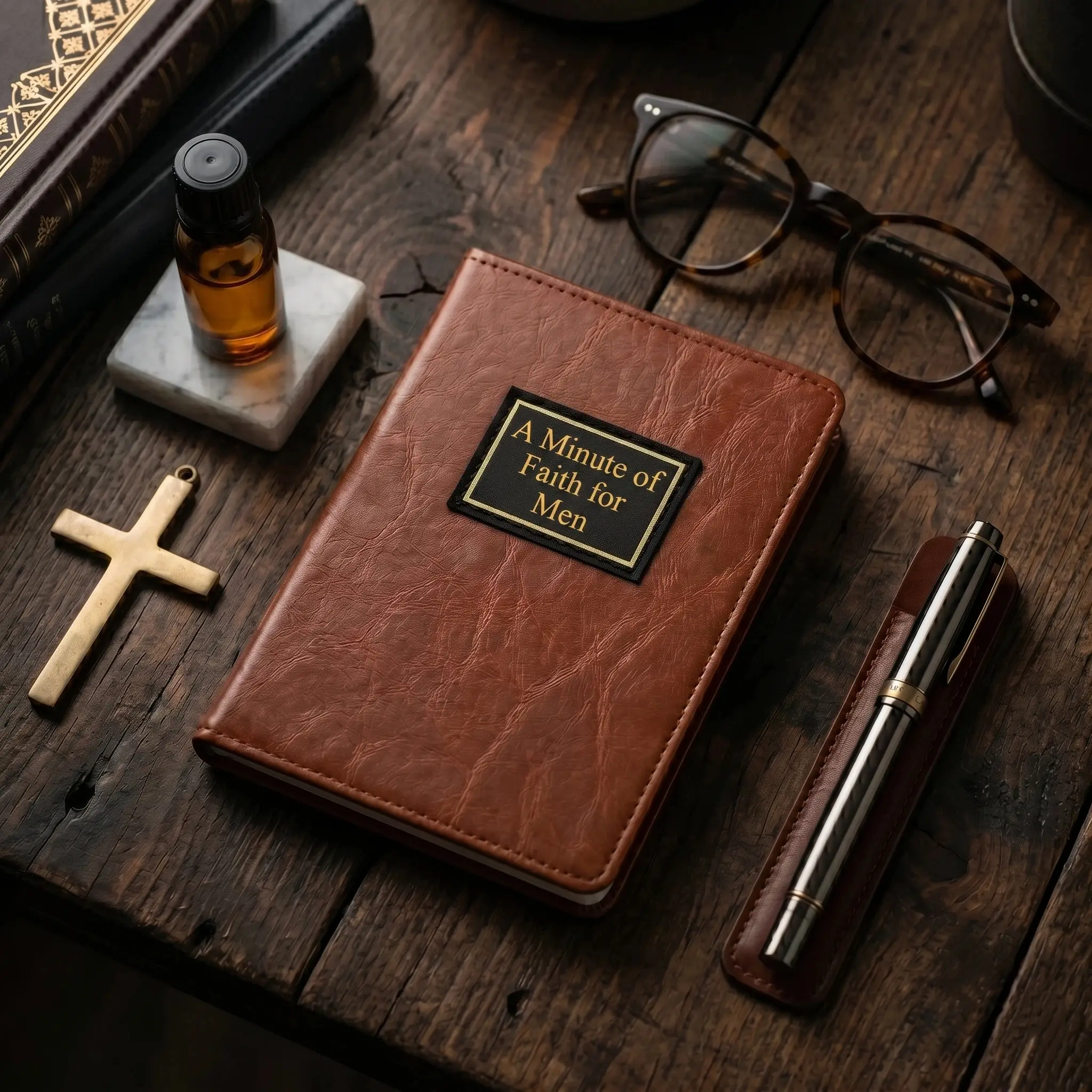 Minute Devotions for Men – 365 Daily Devotions Pocket Book | Leather Christian Devotional for Men | Faith Gift for Husband, Dad & Him