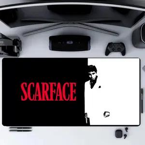Scarface Movie Alonso Tony Montana black white Design Gaming Desk Mat - Non-Slip Rubber Base, Scarface 100 Bill Luxury Mouse Pad Desk Mat,  Black Money Bill Man Cave