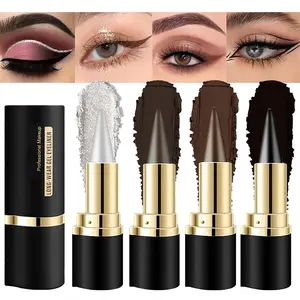 Matte Multifunctional Eye Makeup Pencil 4Pcs Black Silver Grey Brown Gel Eyeliner Pencil Set, Halloween Makeup Waterproof Long Wear Natural Eye Lip Face Paint Stick Matte Liquid Eyeliner Cream Black Smokey Eye Liners Eyeshadow Crayon Pen