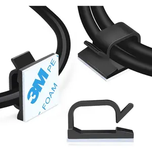 120 PCS Adhesive Cable Wire Clips Black, Outdoor Christmas Light Clips, Cable Management Wire Organizer Cord Holder for Under Desk, Car, Wall, TV PC Ethernet Cable