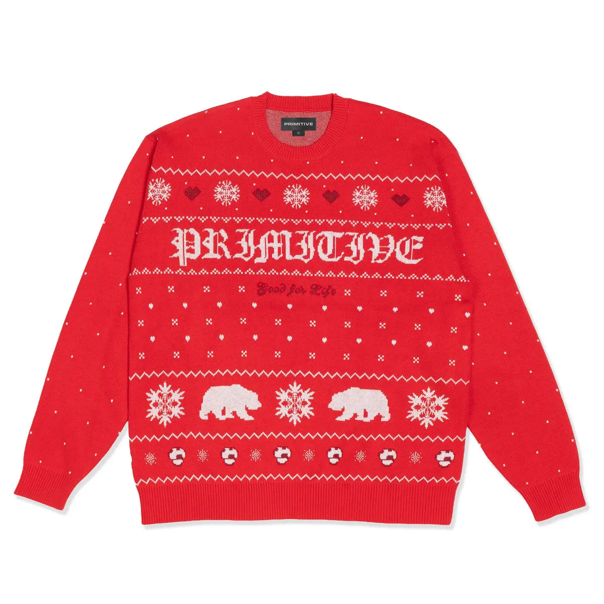 PRIMITIVE APPAREL Men's Wonderland Graphic Jacquard Knit Sweater, Long Sleeve Acrylic Pullover with Custom Artwork, Fabric