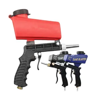 Portable ergonomic sandblaster for paint and rust removal, 600 ml capacity, adjustable gravity feed, compatible with various abrasives sand blasting sandblasting tools