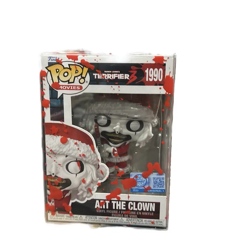 Funko Pop Vinyl Figure - TV/Movie Clown Santa Character with Bloody Saw, Default Version, Bold Dark Humor Collectible Figurine, Funky Conversation Spark Display Decor, Edgy Holiday Art for Quirky Toy Collectors