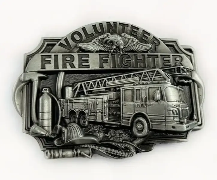 Antique Silver Fire Fighter Belt Buckle 1812