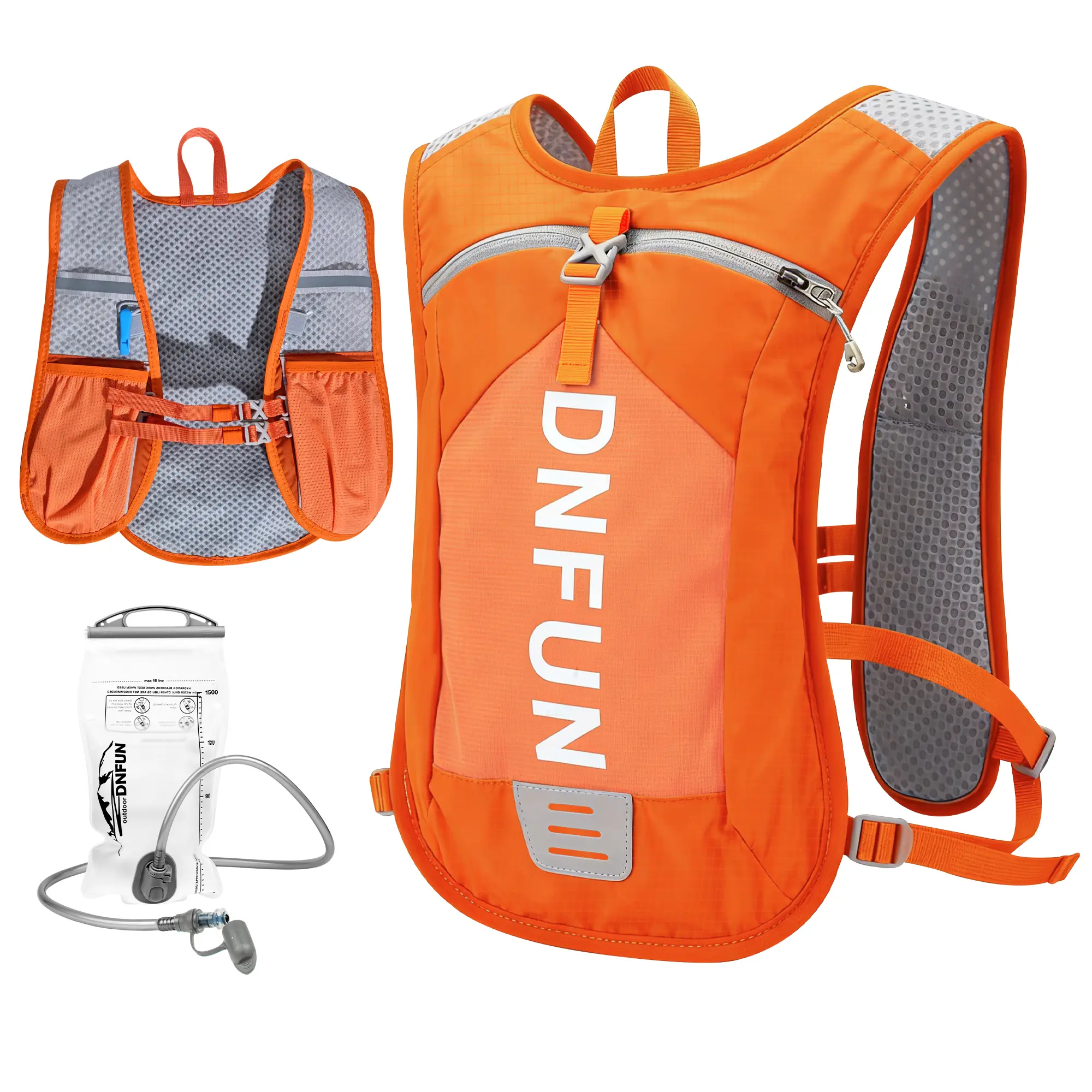 Hydration Vest Backpack for Adults, Lightweight Breathable Mesh Design with 1.5L (1500 ml) Bladder & Bite Valve, Bounce-Free Adjustable Fit for Running, Hiking & Marathon Training, Reflective Strips, Hydration Backpack