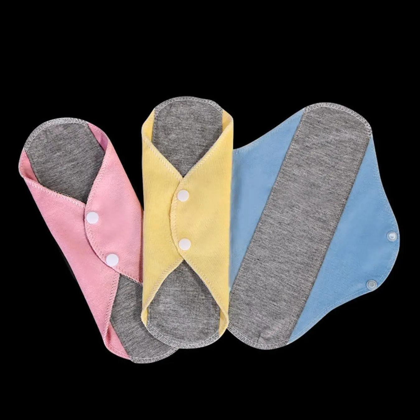 3-Pack Mixed Color Shipping New Graphene Antibacterial Washable Soft Cotton Pads Reusable Sanitary Towels for Middle Aged & Elderly