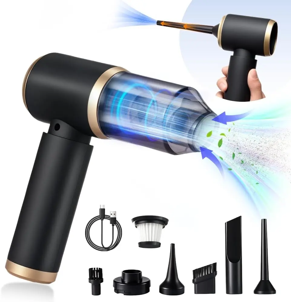 Rechargeable Handheld Car Vacuum Cleaner - 120W High-Power Hand Vacuums with 5500Pa Suction, Air Gun, 2 Filters, Multiple Nozzles for Car, Home Use, Rechargeable Handheld Vacuum