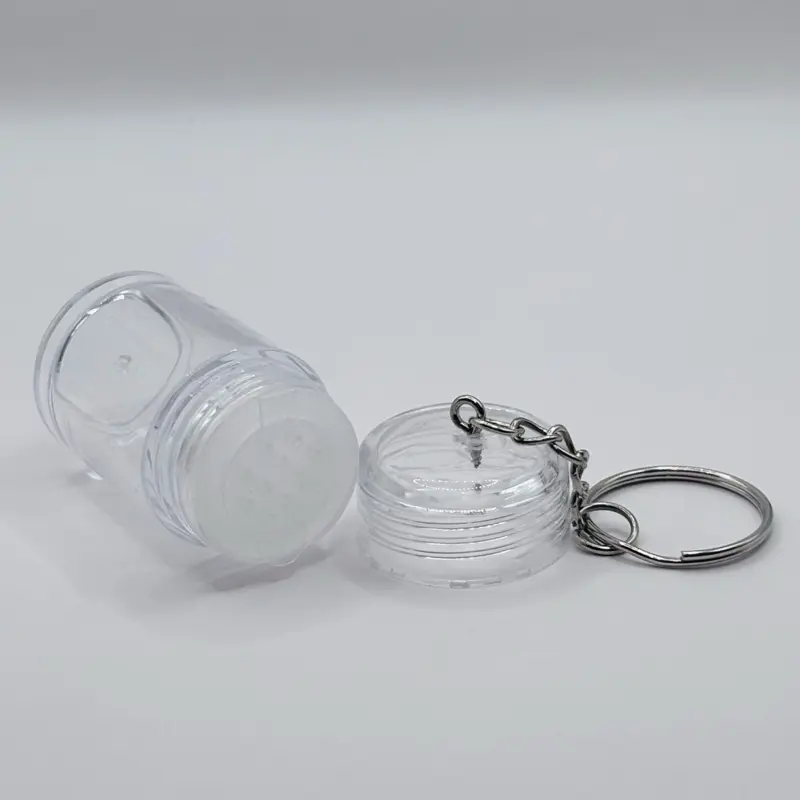 Mini Spice Keychain - Clear Plastic Container with Key Ring for Small Spices or Essentials