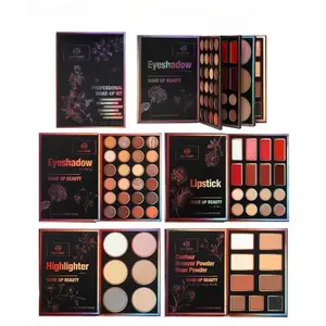 55-Color Foldable Makeup Book Palette - All-in-One Kit with Eyeshadow, Highlighter, Blush & Contour, Travel-Friendly Gift for Beauty Lovers, Makeup Palette Set
