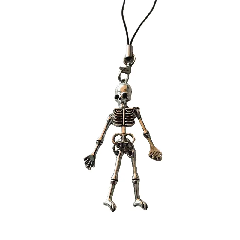 Halloween Punk Style Pendant Gift Phone Chain, Adjustable Skull Head Design, Trendy Girl Heart Charm Accessory for Mobile Phones, Phone Charms, Adjustable Phone Strap, Cell Phone Charm, Phone Accessories, Phone Decor