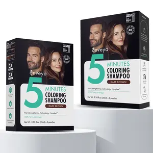 Anveya 5 Minutes Coloring Shampoo for Men & Women | Dark Brown (Pack of 2) | 100% Gray Coverage, softer hair with Hair Strengthening Technology
