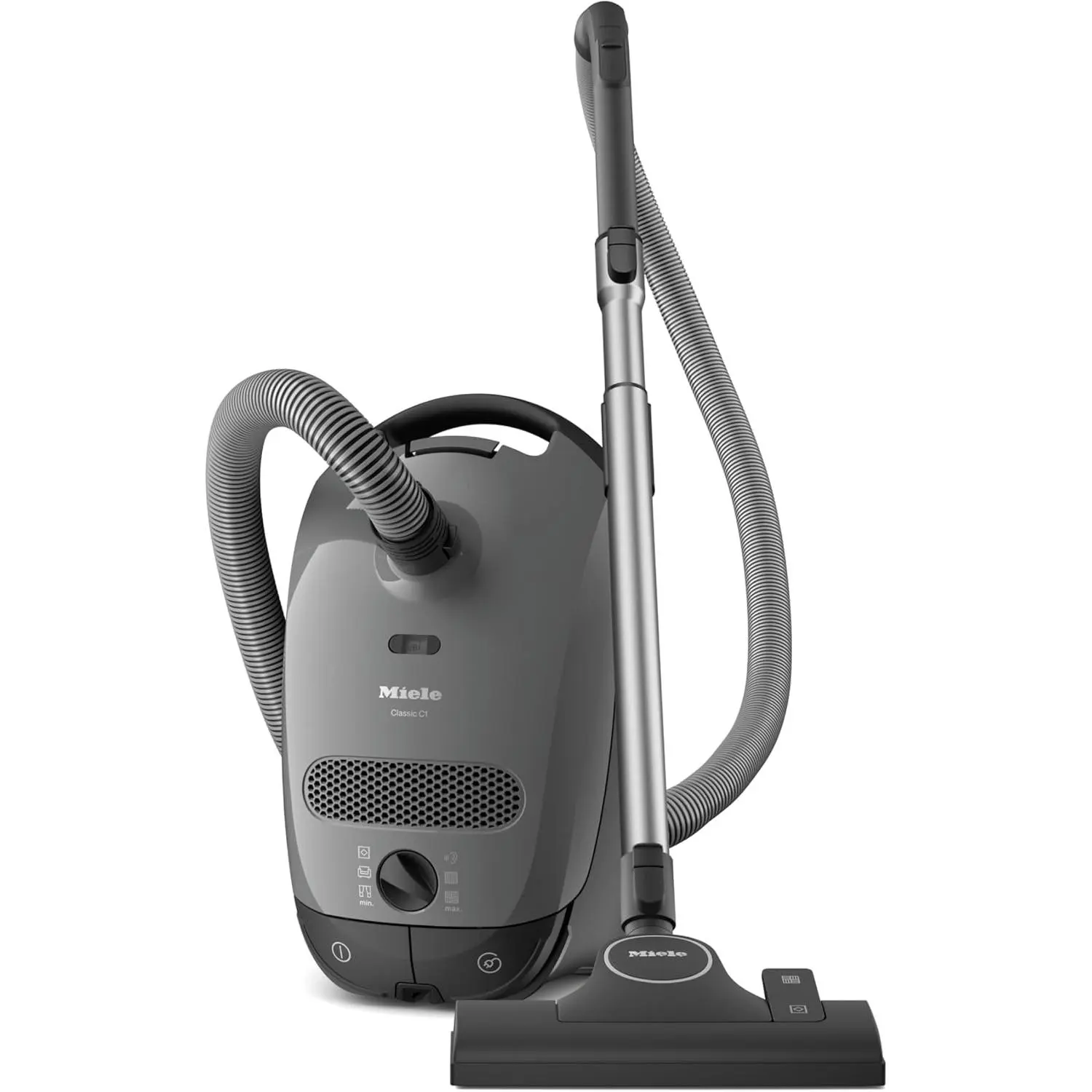 Miele Classic C1 Pure Suction Bagged Canister Vacuum Cleaner - Graphite Grey, Push Button, Touch Control, 12 lbs (12lb), 120 V, 1200 W, Portable Household Canister Type Vacuum