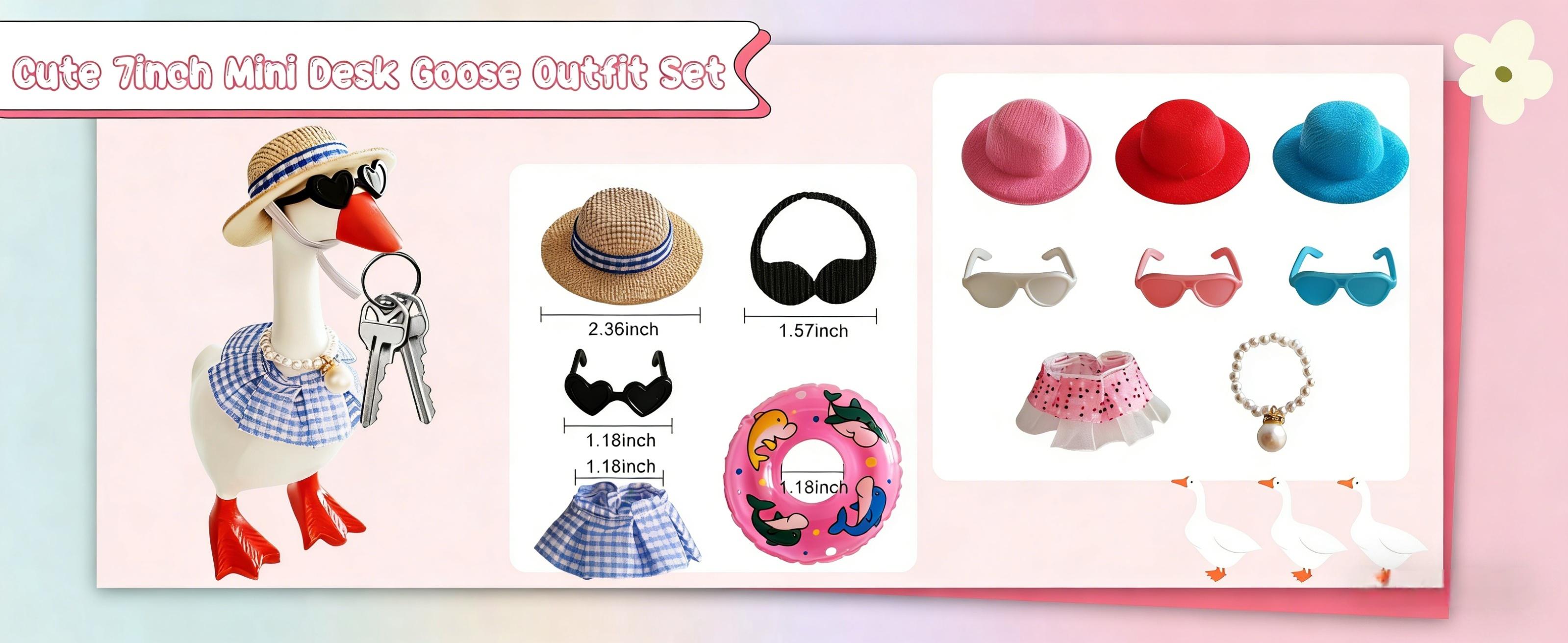 16Pcs Desk Mini Goose Outfits Set - Charming Clothes for Cute Desktop Resin Porch Goose Magnetic Statue Tool Holder Home Decoration Bedroom Decor Housewarming Gift