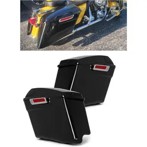 5" Stretched Hard Saddlebags w/Speaker Lids Grills Extended Saddle Bags Compatible with Harley Touring Street Glide Road King Electra Glide CVO Ultra-Classic 2014-2024 w/Audio Cover