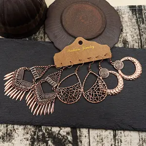 Copper Bronze Color Boho Earrings Set ZE03