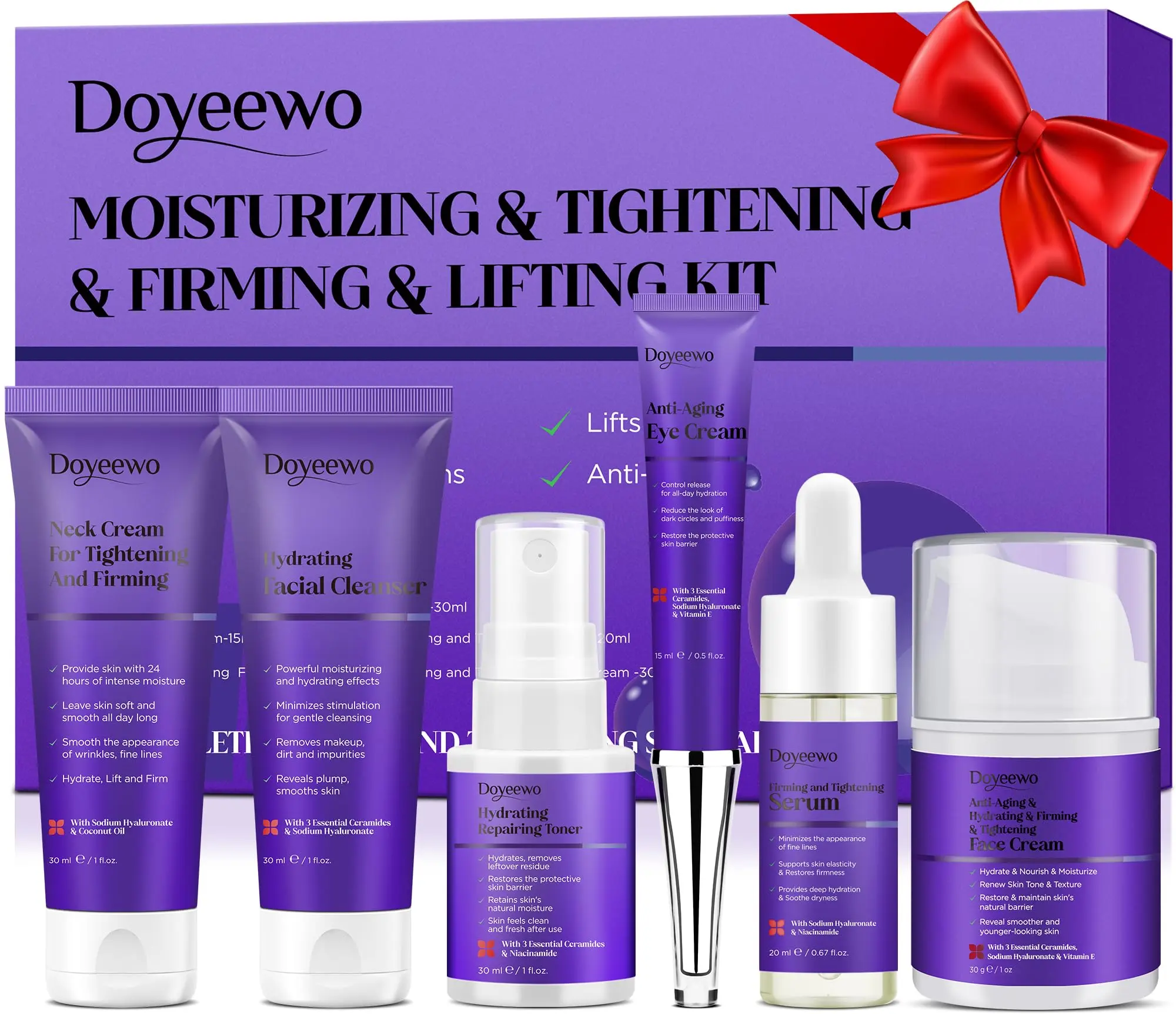 Biethday Gifts,Skin Care Set,Mother's Day gift,6Pcs Professional Womens Teens Tighten Lift Firm Skincare,Hydrate Anti-Aging Facial Routine Kit Travel Gift Set,Birthday Christmas Secret Santa Gifts for Women Teenage Girl Wife Mom | Professional