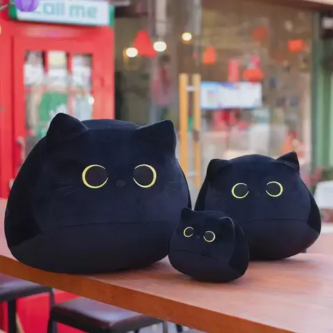 Black Cat Design Plush Toy, 1 Count Soft Cat Stuffed Animal, Cat Plush Pillow, Birthday Gift