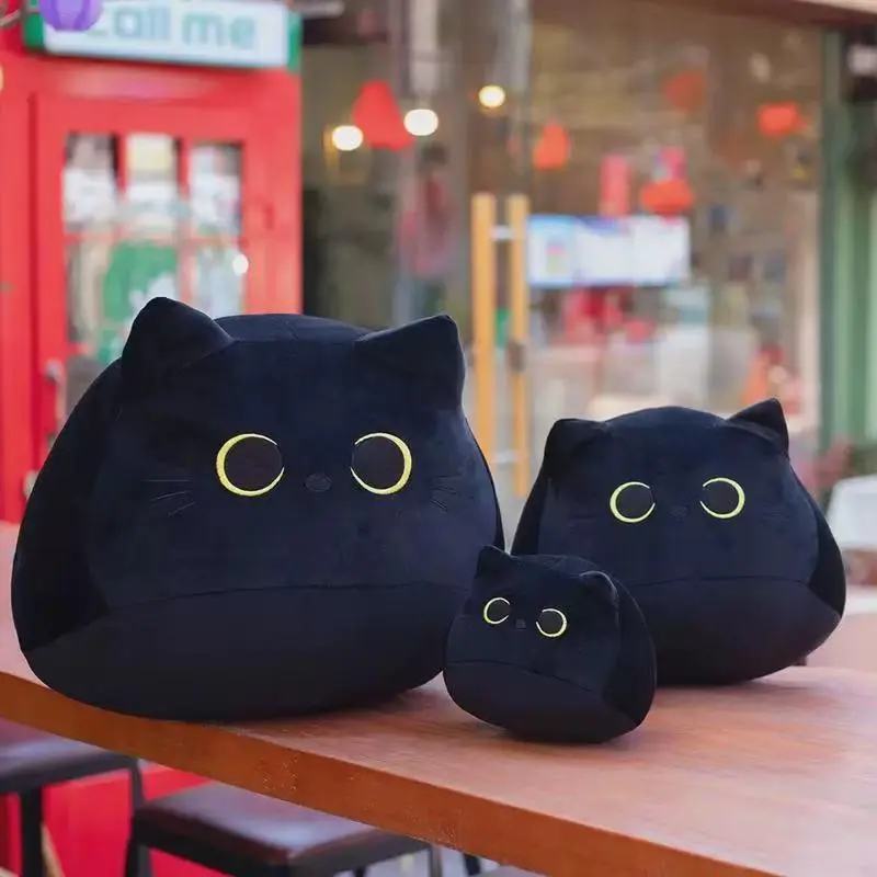Black Cat Design Plush Toy, 1 Count Soft Cat Stuffed Animal, Cat Plush Pillow, Birthday Gift