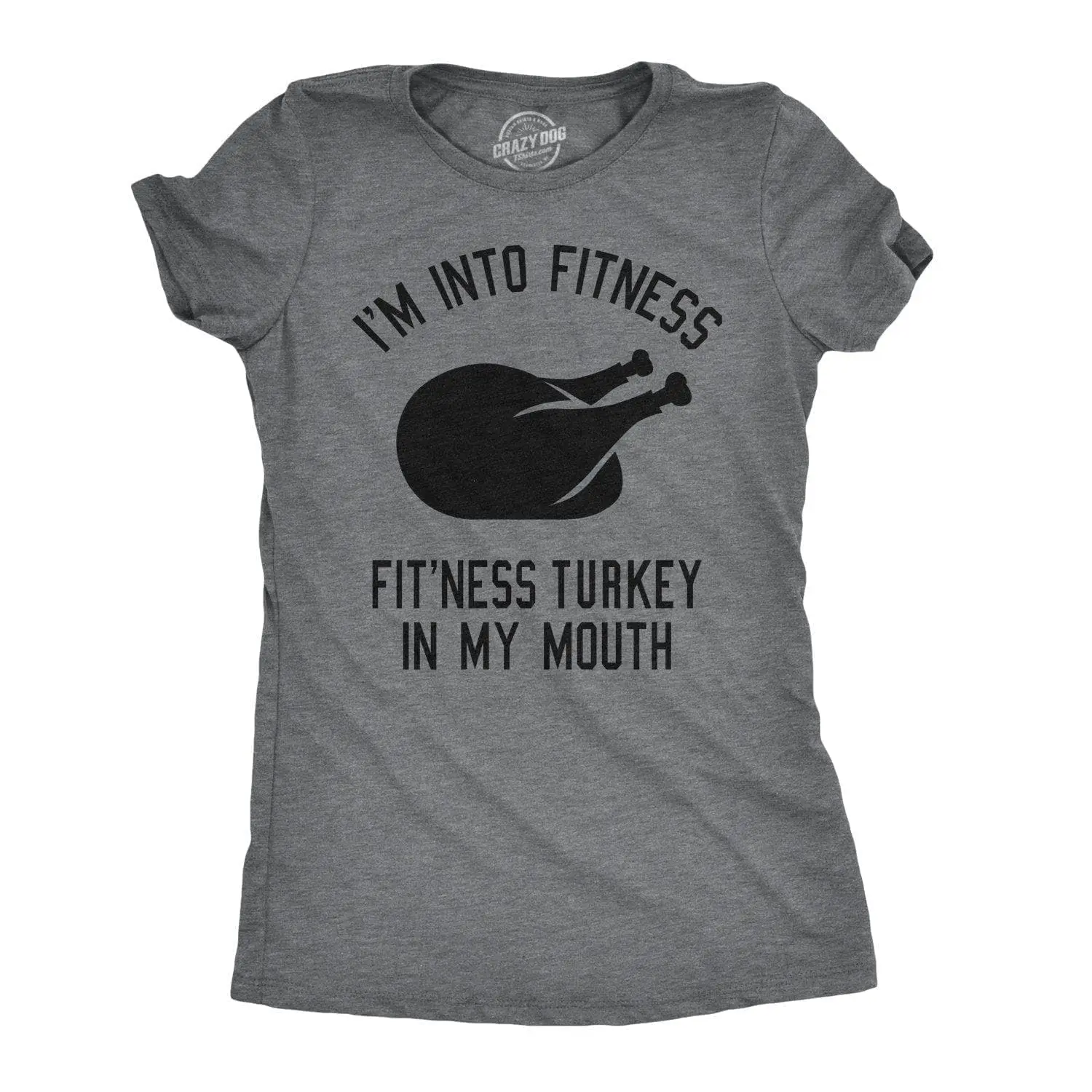 Womens Fitness Turkey In My Mouth T Shirt Funny Thanksgiving Food Tee for Ladies Funny Womens T Shirts Cute Vintage Fashion Casual Ladies T-Shirt Gift Thanksgiving Tops for Women Funny Fitness Top Women's Dark Grey
