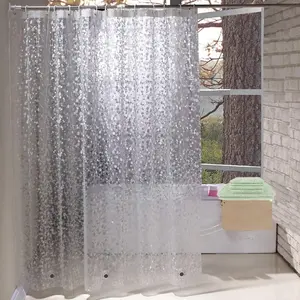 1pc PVC Free Clear Shower Curtain Liner with 3D Pebble Design, Thick Weighted Water-proof Plastic Transparent Shower Curtain for Bathroom with Magnets, not Stiff Window Curtain Bathroom Curtain Partitions, Bathroom Decor, Waterproof Shower Curtain