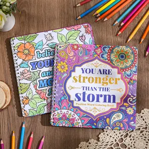 30 Sheets Inspirational Text Coloring Book 30 Different Patterents Inspirational Text With Flowers Art Sketchbooks For Relaxation And Creativity Designs Spiral Bound Single-Sided Birthdays Gift Inspirational Quotes