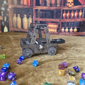 Dice Catapult- Wooden Dice Launcher and Roller for Roleplaying and Tabletop Gaming