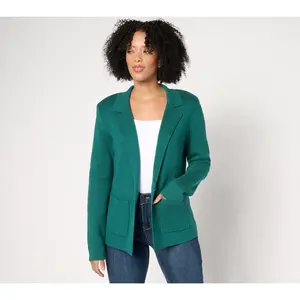 Isaac Mizrahi Live! Estate Single-Button Milano Stitch Sweater Blazer