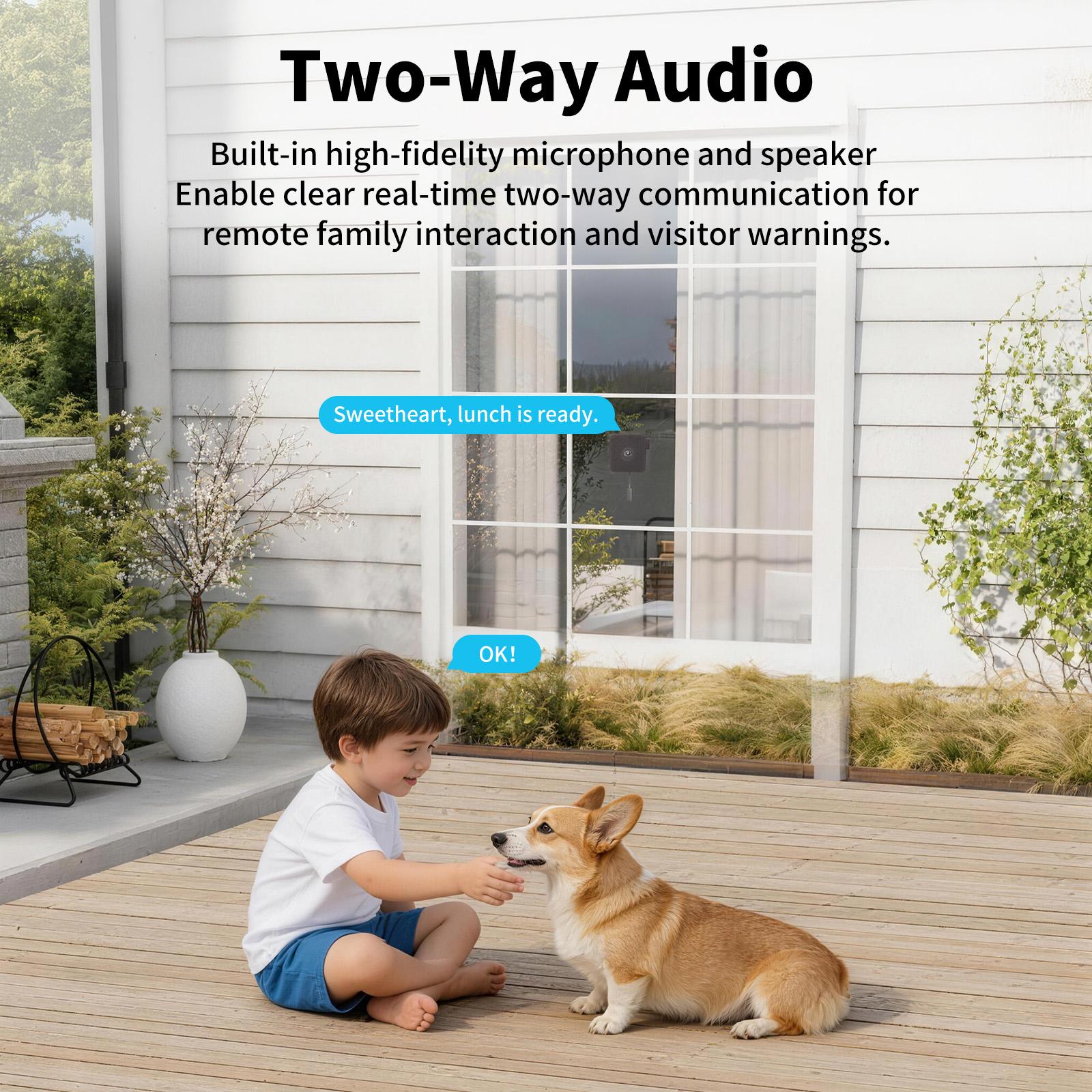 2K 3MP Window Camera Full Color Night Vision No Drill 3-Min Install 2.4G/5G Dual Band WiFi 24/7 Record  WiFi Home Security Camera AI Human Detection Two-Way Audio Indoor Glass Mount for Home Security