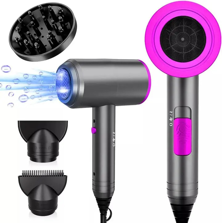 1800W Ionic Hair Dryer – Professional Blow Dryer with AC Motor, Negative Ion Technology, Diffuser & Concentrator