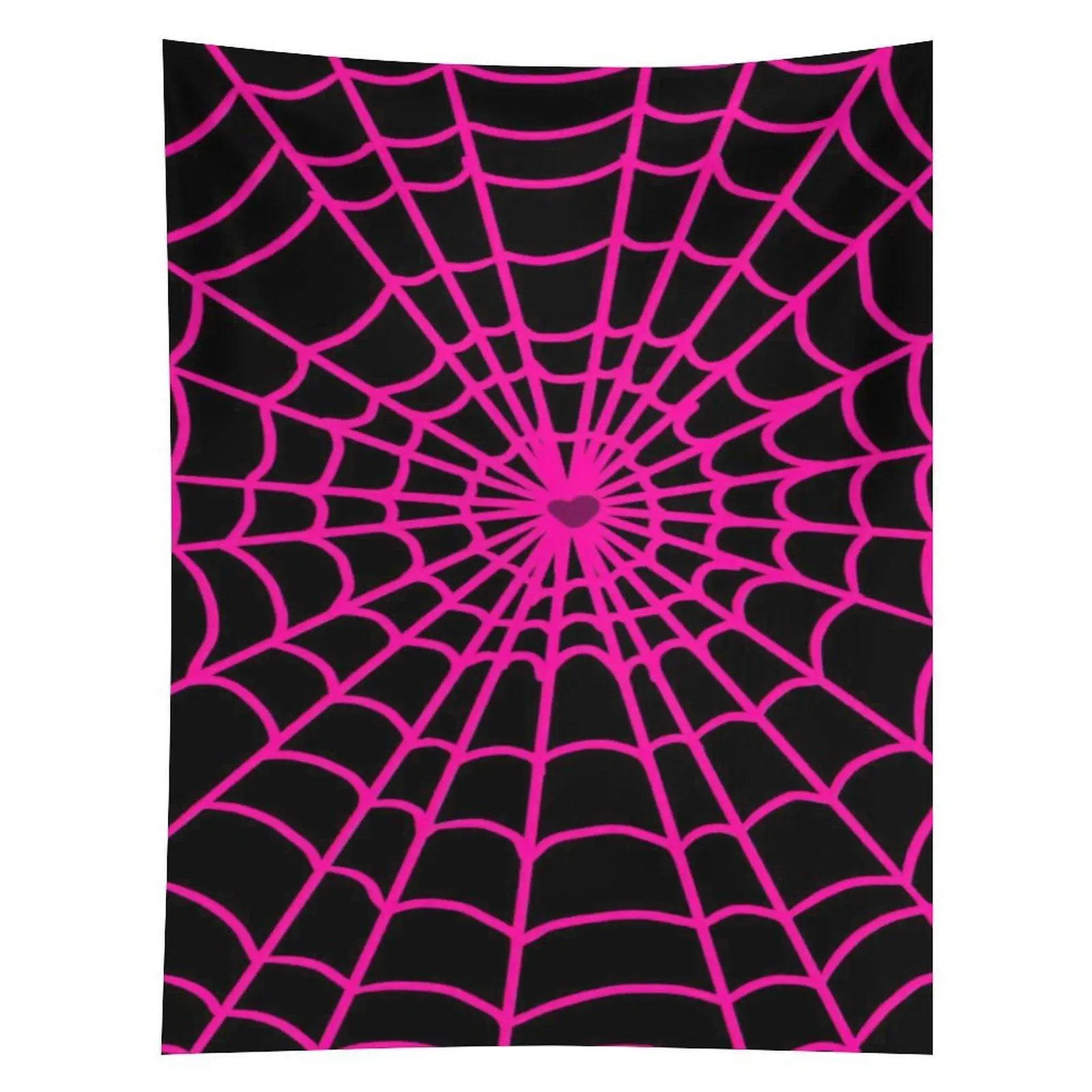 Y2K Pink Spider Web Tapestry Gothic Heart Spooky Aesthetic Wall Hanging