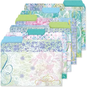 Floral Fun File Folders Value Pack - Bulk Set of 24, 6 Pretty Decorative Designs, 1/3 Cut Tabs, Heavy-Duty Paper Stock, Office Supplies for  & Work, 9- 1/2 " x 11- 3/4 " Letter Size