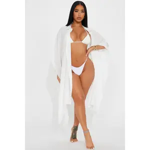 Megan Swim Cover Up Kimono - White