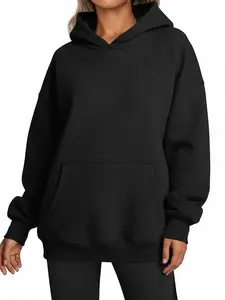 Women's New Fall Winter Fleece Lined Hooded Sweatshirt, Loose Fit Casual Sportswear with Pockets, Comfortable Pullover Jacket