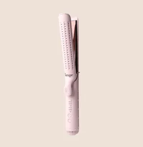 L'ANGE HAIR Le Duo Edge 360° Airflow Titanium Styler - Blush Pink 2-in-1 Multifunctional Airflow Curling Iron & Adjustable Hair Straightener, 1” Wide Titanium Plates with Rounded Corners & Softly Beveled Edges, Ergonomic Handle, Smooth Flawless Results