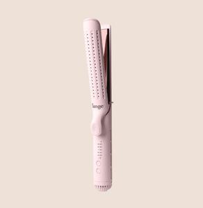 L'ANGE HAIR - Le Duo Edge 360° Airflow Titanium Styler - Blush Pink 2-in-1 Multifunctional Styler, 1” Wide Titanium Plates with Rounded Corners & Softly Beveled Edges, Adjustable Ionic Hair Straightener & Curler, Ergonomic Handle, Smooth Results