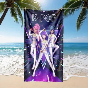 Cyberpunk Kpop Idol Warrior Print Beach Towel, Design Beach Towel, Skin-Friendly, Absorbent, Quick-Dry, Perfect for Beach, Pool, Summer Outdoors