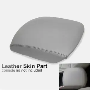CROSSDESIGN Gray Leather Center Console Lid Armrest Cover Fit For 2009-2015 Honda Pilot 3.5L
