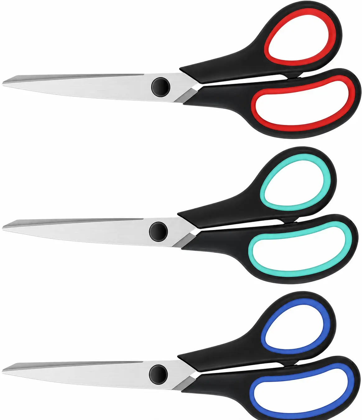 8.5" Heavy Duty Scissors All Purpose for Office School Crafts Sewing | 3-Pack, Ultra-Sharp 2.5mm Stainless Blades, Comfort Grip Handles, Left & Right Handed – Teacher Desk & Classroom Must-Have
