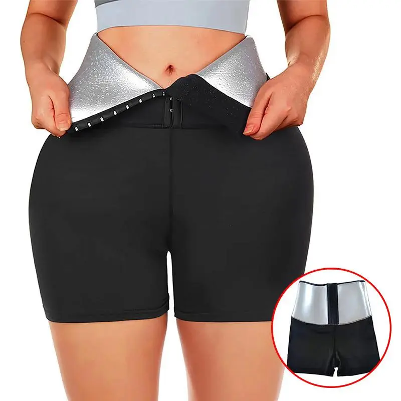 Women Sauna Pants Body Shaper Boyshorts Waist Trainer High Waist Shapewear Tummy Control Workout Leggings