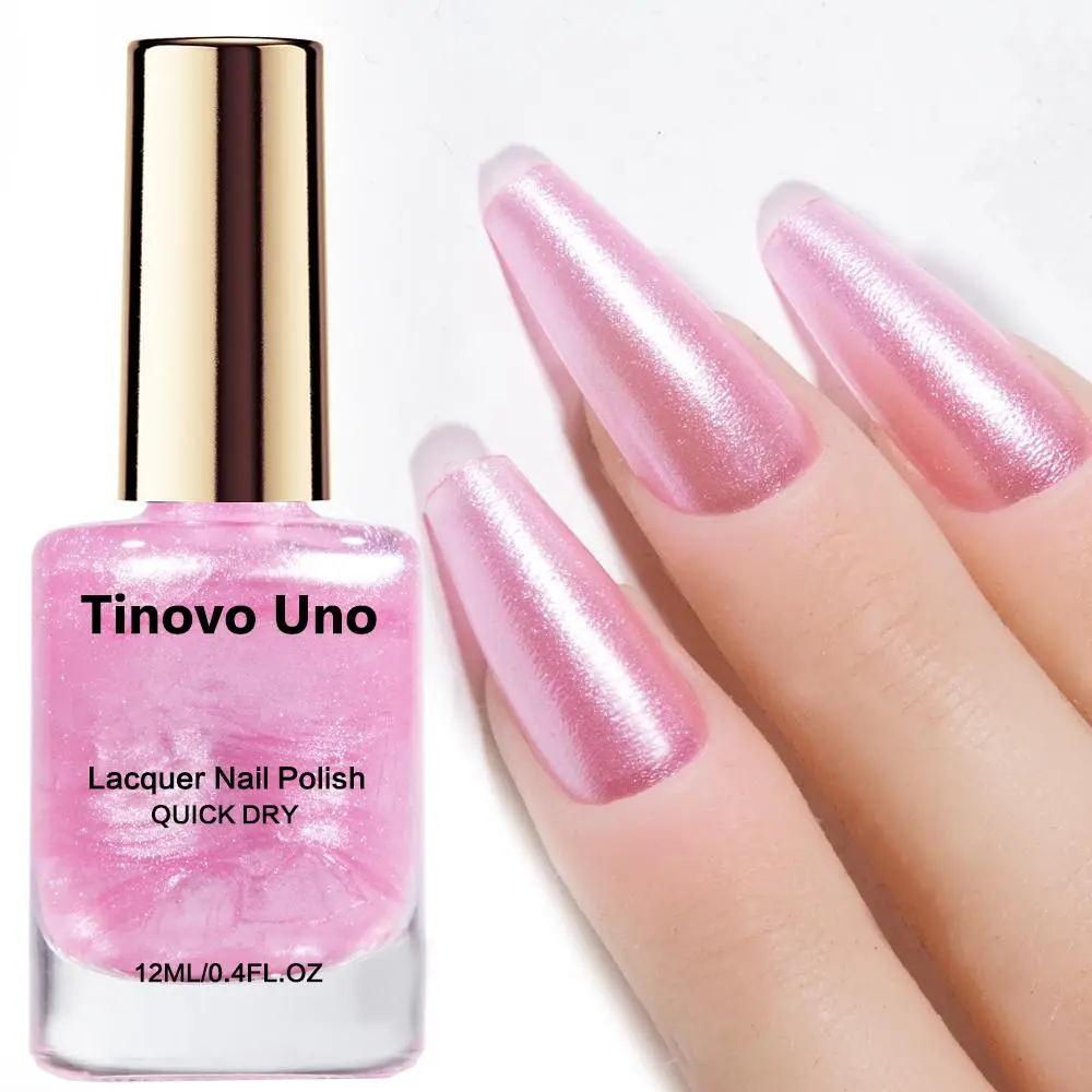 Tinovo Uno Spring and Summer Salmon Glitter Nail Polish 12ml, Manicure, High Quality Polish, Long-lasting Durable Quick-drying, No Need for Drying, Suitable for Daily Use, Dating, Parties, Unisex