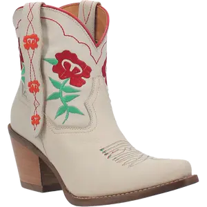 Dingo® Play Pretty White Floral Embroidered Western Bootie DI766-WH15