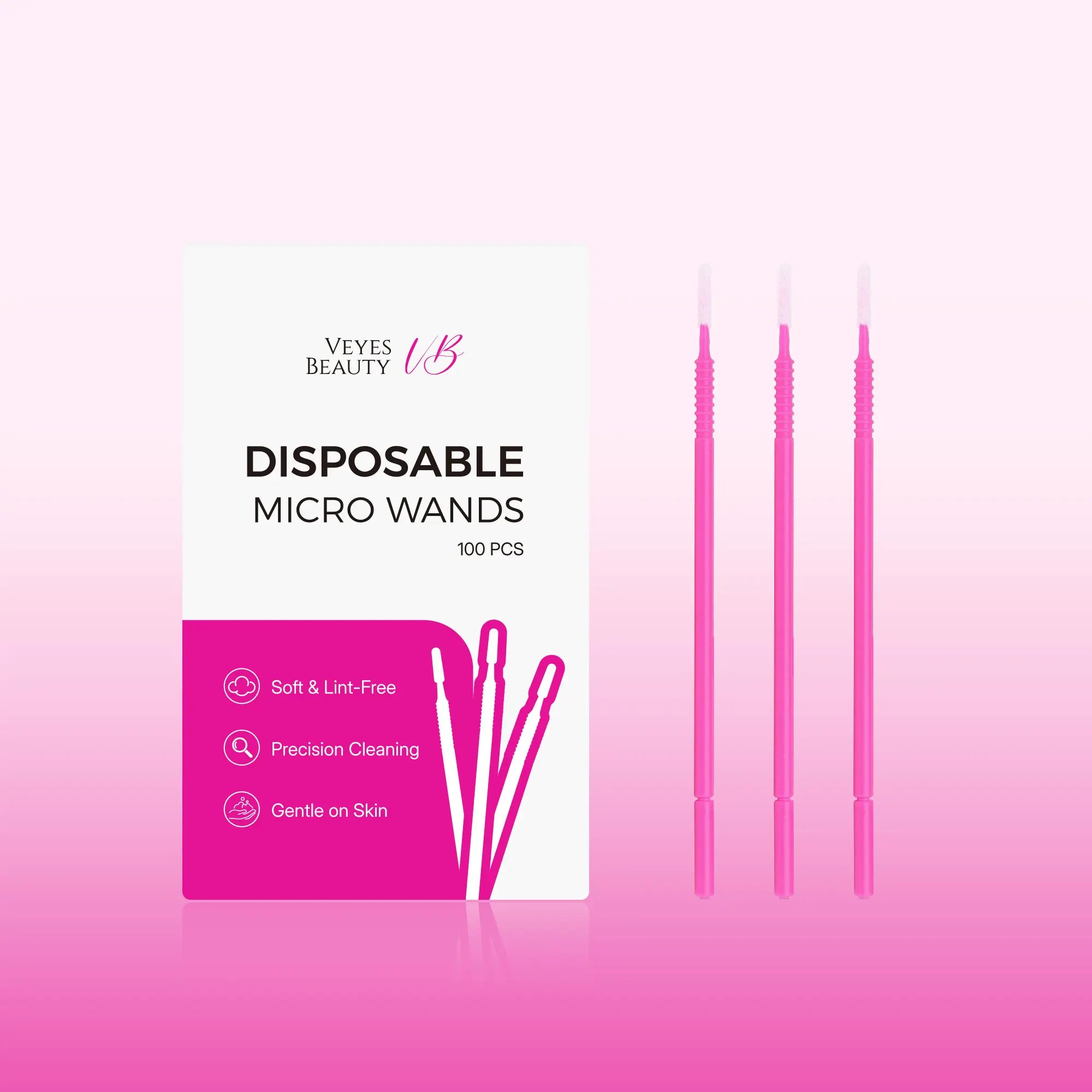 VEYESBEAUTY Gentle Disposable Micro Applicator Brushes - Precision Eyelash Extension Tool with Soft Clean Tips, Makeup Application Wands, Available in 100/200/500 Pcs Packs, 100 Pcs