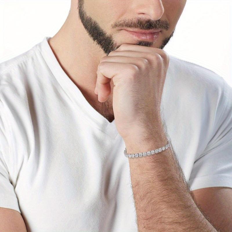 A Luxurious Moissanite Tennis Bracelet with a Carat Weight of 10.5-14, Made from 925 Silver, Featuring Stunning Round Cut Stones And a Secure Clasp. This Elegant Piece Is an Ideal Gift for Both Men And Women, Especially for Christmas