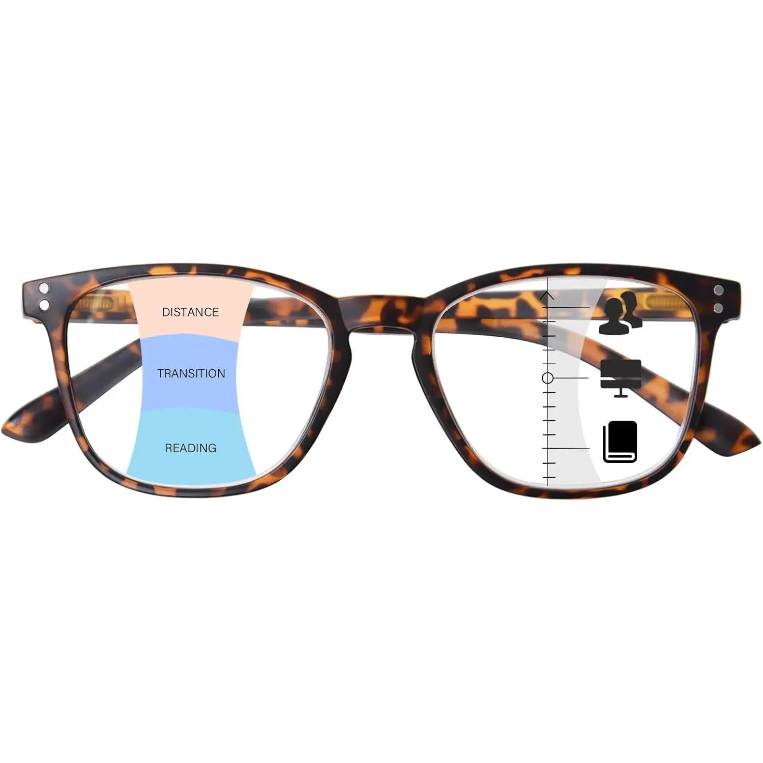 Progressive Multifocal Reading Eyewear for Women - Stylish Tortoise Shell Computer Reading Glasses with Blue Light Blocking, Spring Hinges, Progressive Multifocal Glasses, Female